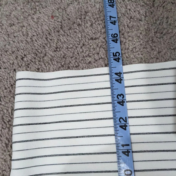 Theory Body Con Striped Ribbed Stretch Knit Midi Dress Ivory Black Small - Picture 8 of 8